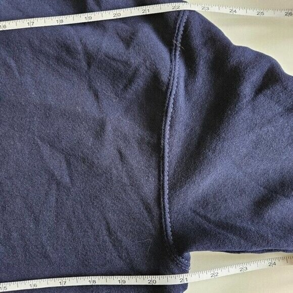 Artisans Top Womens L Navy USA Made XMas Embroidery Print Turtleneck LS FLAW VTG - Picture 5 of 15